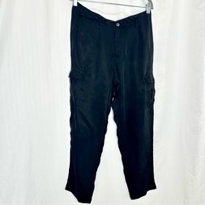 Rails Kai black sateen cargo pants high rise utilitarian